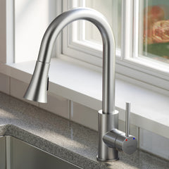 Karran Weybridge Single-Handle Pull-Down Sprayer Kitchen Faucet with Matching Soap Dispenser