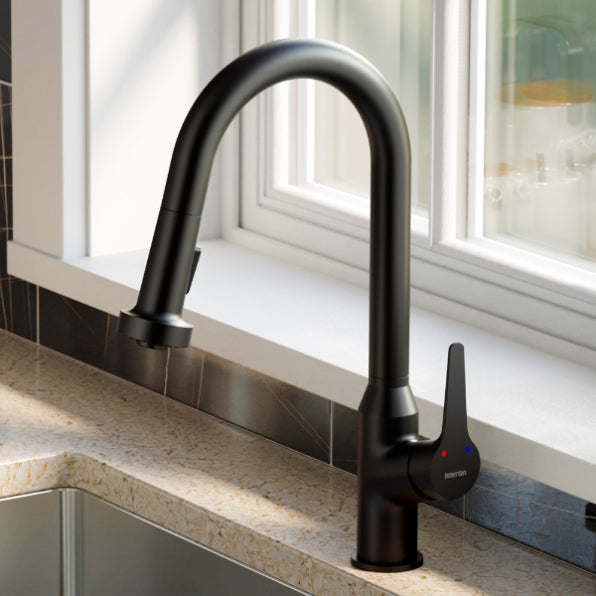 Karran Dockton Single-Handle Pull-Down Sprayer Kitchen Faucet with Matching Soap Dispenser