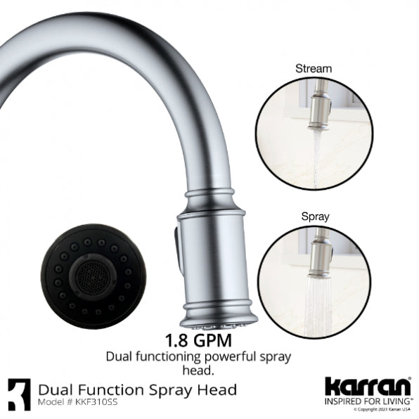 Karran Auburn One-Handle Pull Down Dual Function Sprayer Kitchen Faucet