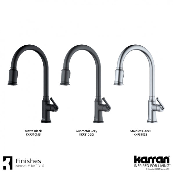 Karran Auburn One-Handle Pull Down Dual Function Sprayer Kitchen Faucet