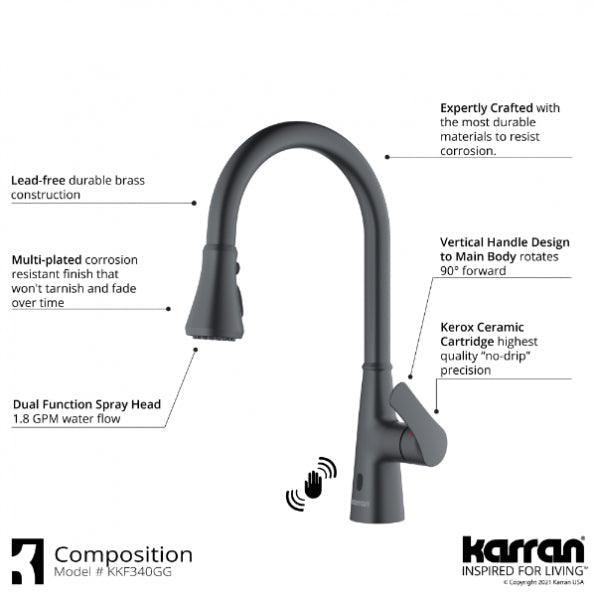 Kadoma Touchless One-Handle Dual Function Sprayer Kitchen Faucet