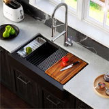 Karran 34 in. Single Bowl Farmhouse Apron Front Workstation Kitchen Sink QAWS-740