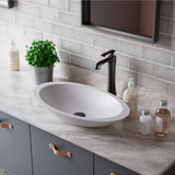 Karran Quattro QM160 Matte White Acrylic 23" Oval Bathroom Vessel Sink