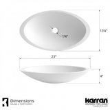 Karran Quattro QM160 Matte White Acrylic 23" Oval Bathroom Vessel Sink