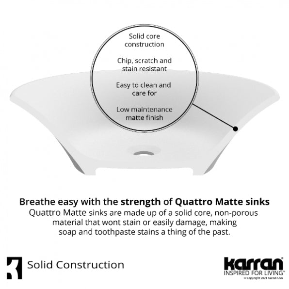 Karran Quattro QM160 Matte White Acrylic 23" Oval Bathroom Vessel Sink