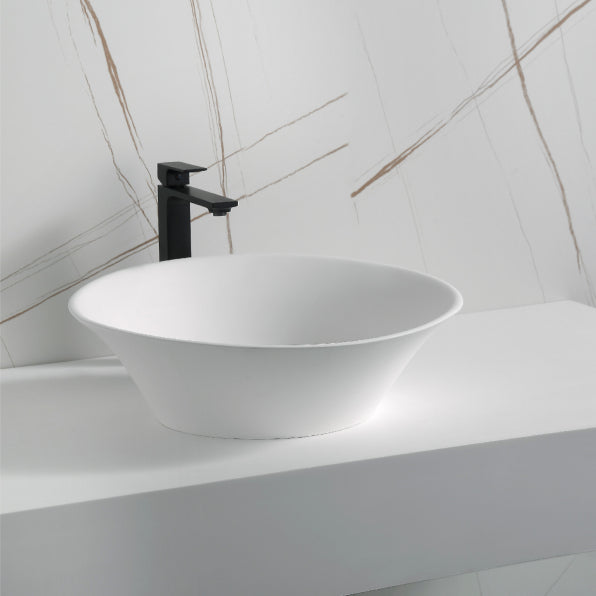 Karran Quattro QM164 Matte White Acrylic 21" Oval Bathrom Vessel Sink