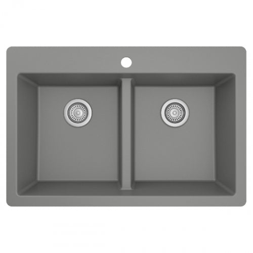 Karran QU-810 33" Top Mount Double Equal Bowl Quartz Kitchen Sink