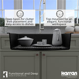 Karran QTWS-875 Top Mount 33" Large Single Bowl Quartz Workstation Kitchen Sink