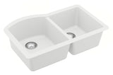 Undermount Quartz Composite 32" 60/40 Double Bowl Kitchen Sink Kit