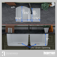 Undermount Quartz Composite 32" 60/40 Double Bowl Kitchen Sink