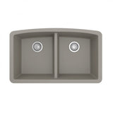 Undermount Quartz Composite 32" 50/50 Double Bowl Kitchen Sink