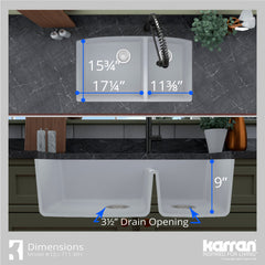 Undermount Quartz Composite 32" 60/40 Double Bowl Kitchen Sink