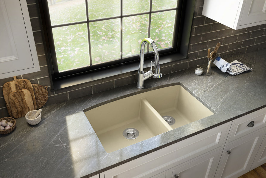 Undermount Quartz Composite 32" 60/40 Double Bowl Kitchen Sink