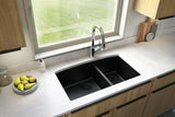 Undermount Quartz Composite 32" 60/40 Double Bowl Kitchen Sink Kit