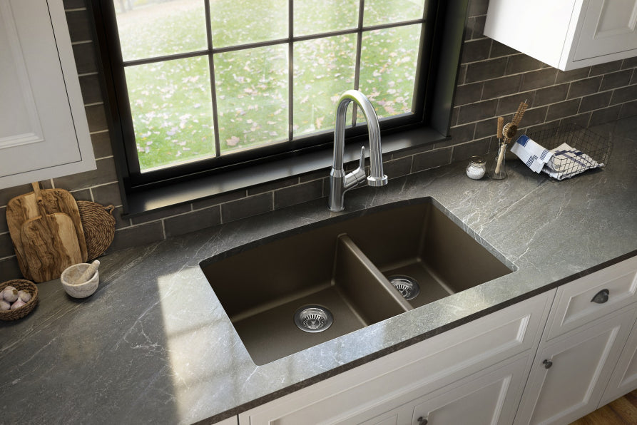 Undermount Quartz Composite 32" 60/40 Double Bowl Kitchen Sink