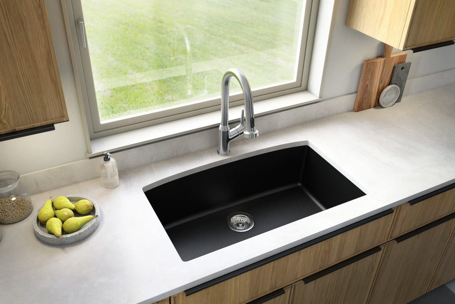 Undermount Quartz Composite 32" Single Bowl Kitchen Sink Kit