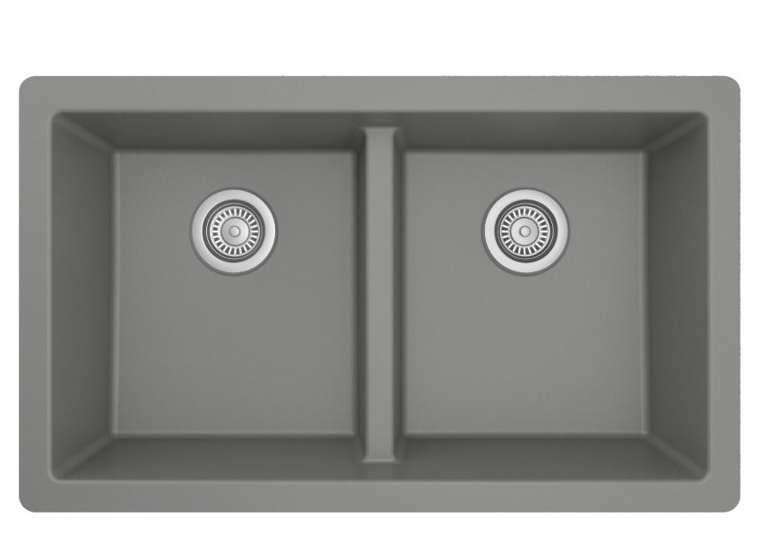 32 in. Double Bowl 50/50 Undermount Kitchen Sink in White with Bottom Grid and Strainer