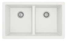 32 in. Double Bowl 50/50 Undermount Kitchen Sink in White with Bottom Grid and Strainer