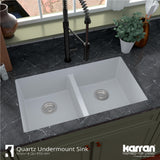 Quartz 32" Undermount Double Equal Bowl Quartz Kitchen Sink