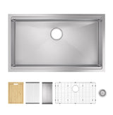 Stainless Steel Super Single Workstation Sink with Accessories - 18GA