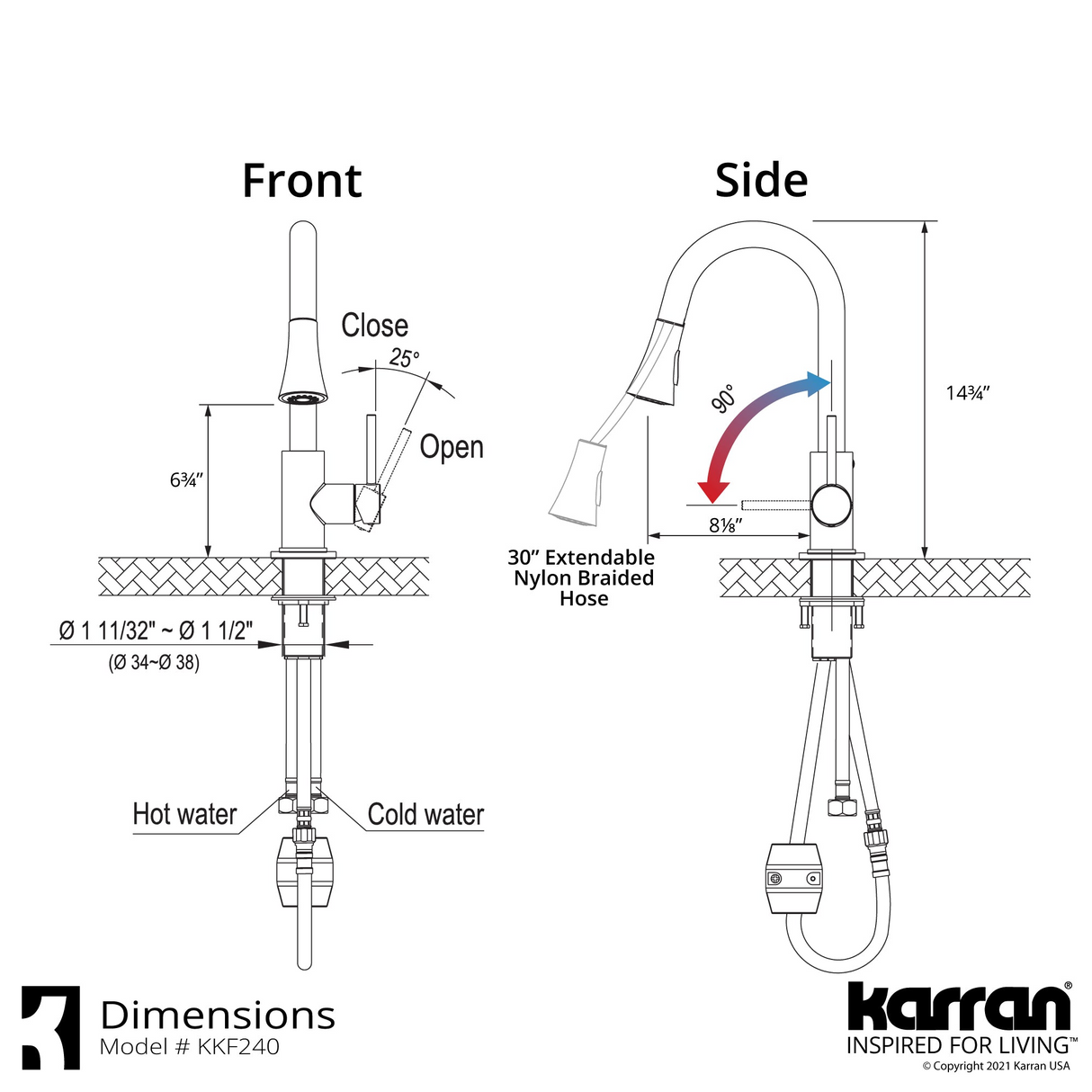 Karran Weybridge Single-Handle Pull-Down Sprayer Kitchen Faucet