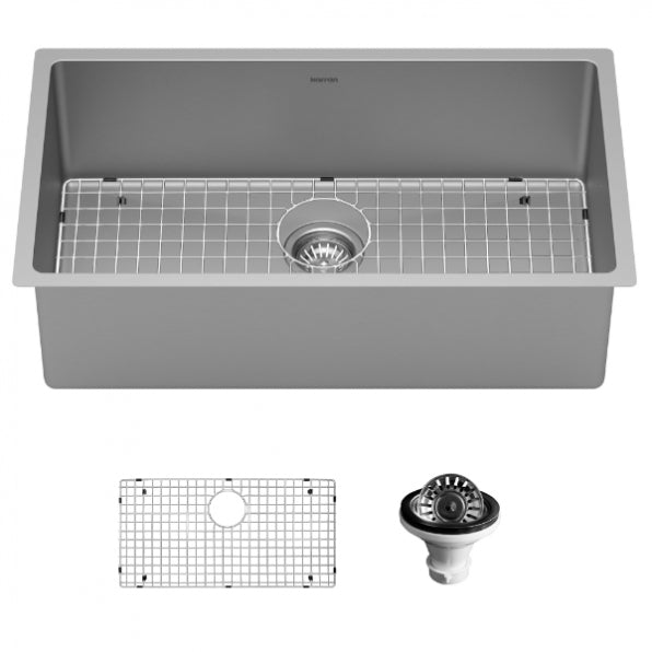 32" Undermount 16-Gauge Stainless Steel Extra Large Single Bowl Kitchen Sink Kit