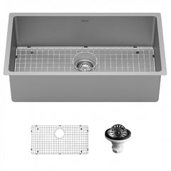 32" Undermount 16-Gauge Stainless Steel Extra Large Single Bowl Kitchen Sink Kit