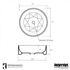 Karran VC-421-WH Valera 16" Vitreous Bathroom Vessel Sink in White