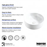 Karran VC-421-WH Valera 16" Vitreous Bathroom Vessel Sink in White