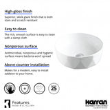 Karran VC-422-WH Valera 17" Vitreous China Bathroom Vessel Sink in White