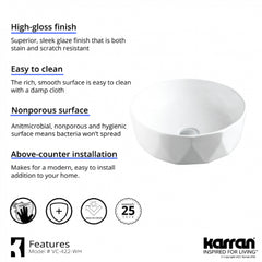 Karran VC-422-WH Valera 17" Vitreous China Bathroom Vessel Sink in White