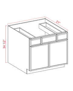 Slim White Oak Vanity Cabinet -  42"W x 34 1/2"H x 21"D - 2 DRW, 2D