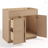 Slim White Oak 1 Door Vanity Combo Cabinet - Left Side Drawer 30"