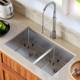 All-in-One 16- Gauge Stainless Steel 32 in. Double Bowl Undermount Workstation Kitchen Sink with Faucet and Accessories