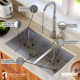 All-in-One 16- Gauge Stainless Steel 32 in. Double Bowl Undermount Workstation Kitchen Sink with Faucet and Accessories