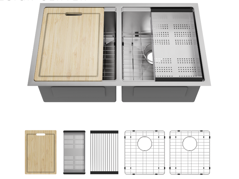 Stainless Steel Equal Double Workstation Sink with Accessories
