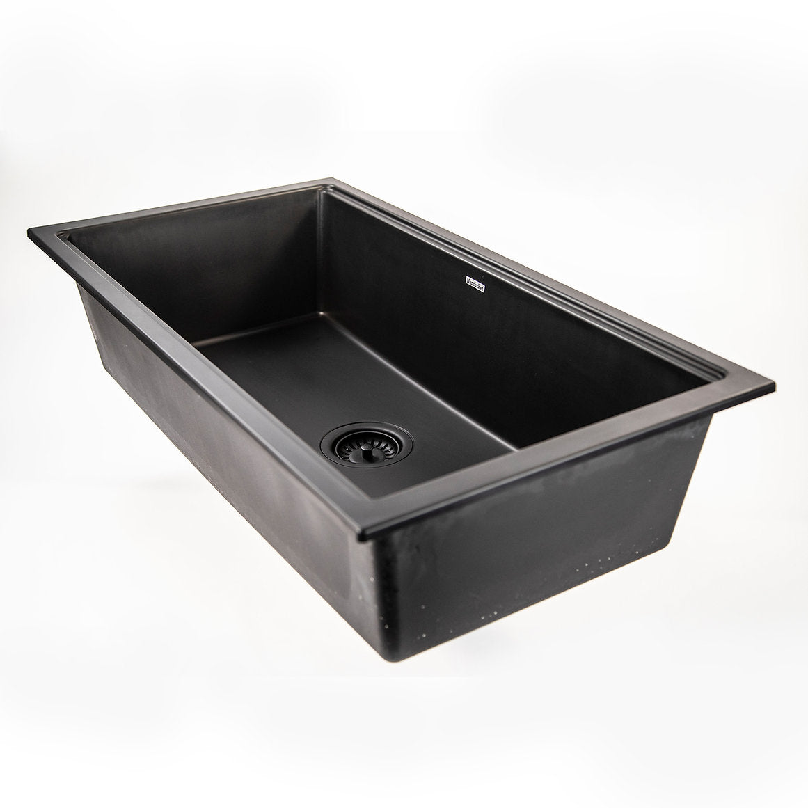 Large Single Bowl Prep Station Undermount Granite Composite Nano Black