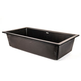 Large Single Bowl Prep Station Undermount Granite Composite Nano Black