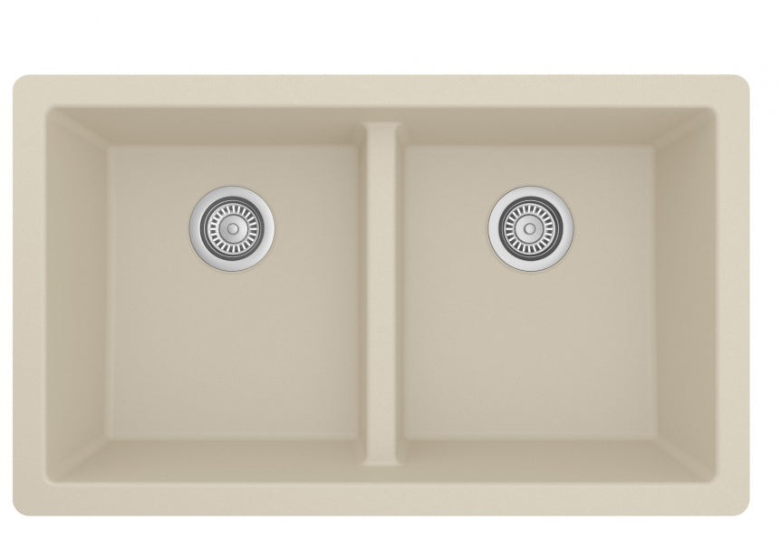 32 in. Double Bowl 50/50 Undermount Kitchen Sink in White with Bottom Grid and Strainer