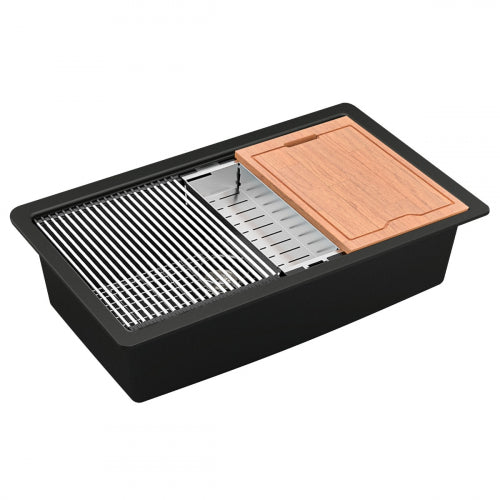 Undermount 32-1/2" Large Single Bowl Quartz Workstation Kitchen Sink