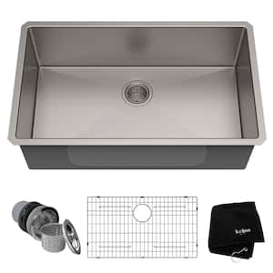 Undermount Stainless Steel Handcrafted 32 in. Single Bowl Kitchen Sink